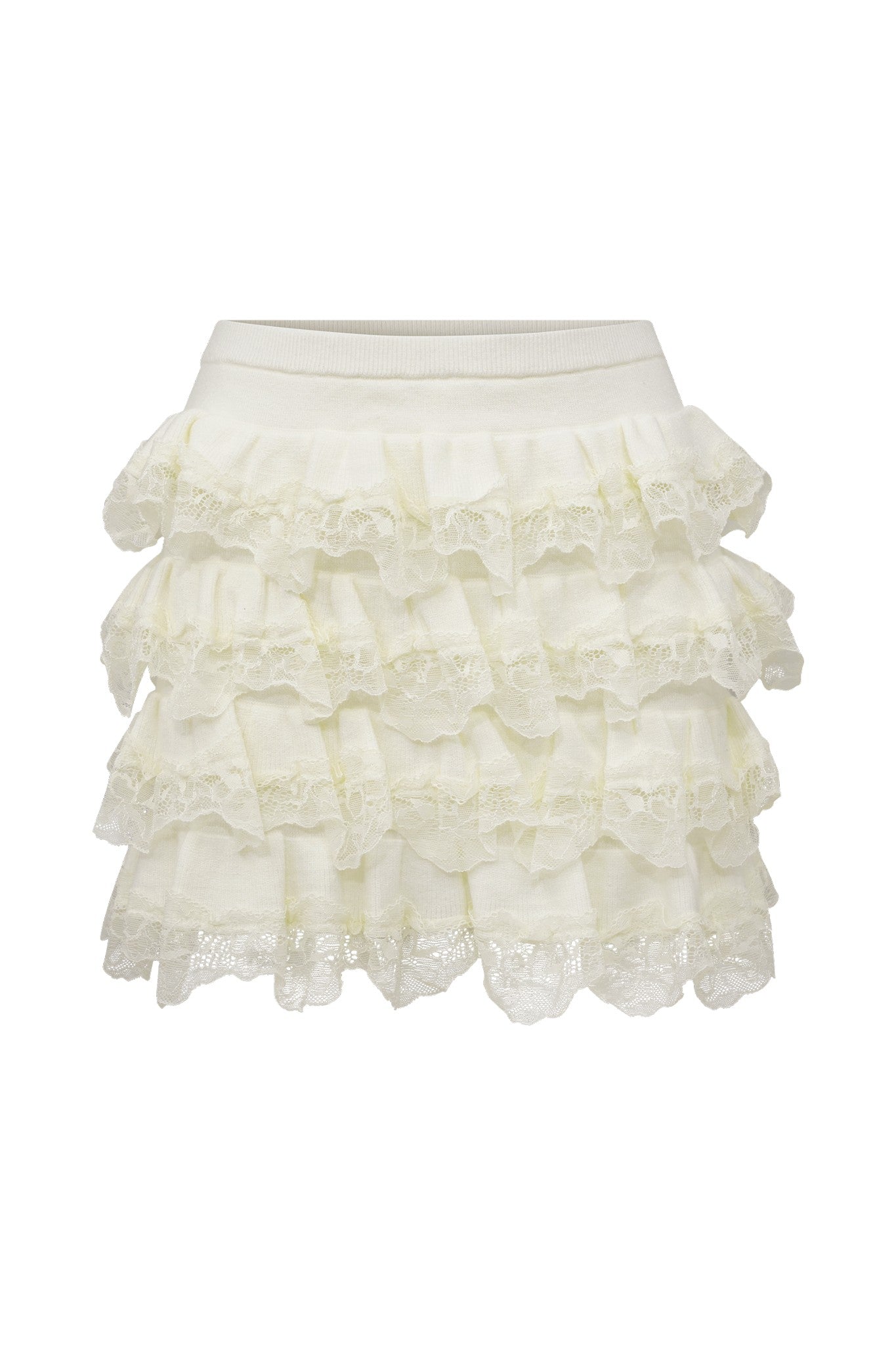Ezabutus Romantic Ruffle Lace Trim Two-Piece Set – Knit Cami Top & Mini Skort