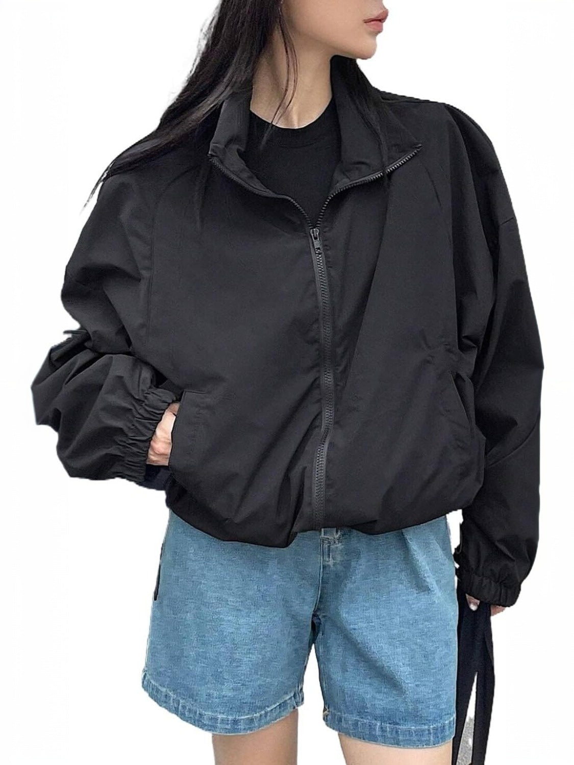 Yexpine Y2K Zip Up Windbreaker Jacket