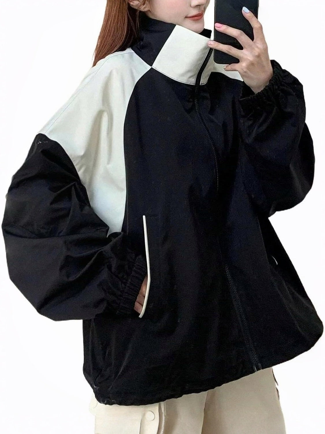 Yexpine Y2K Zip Up Windbreaker Jacket