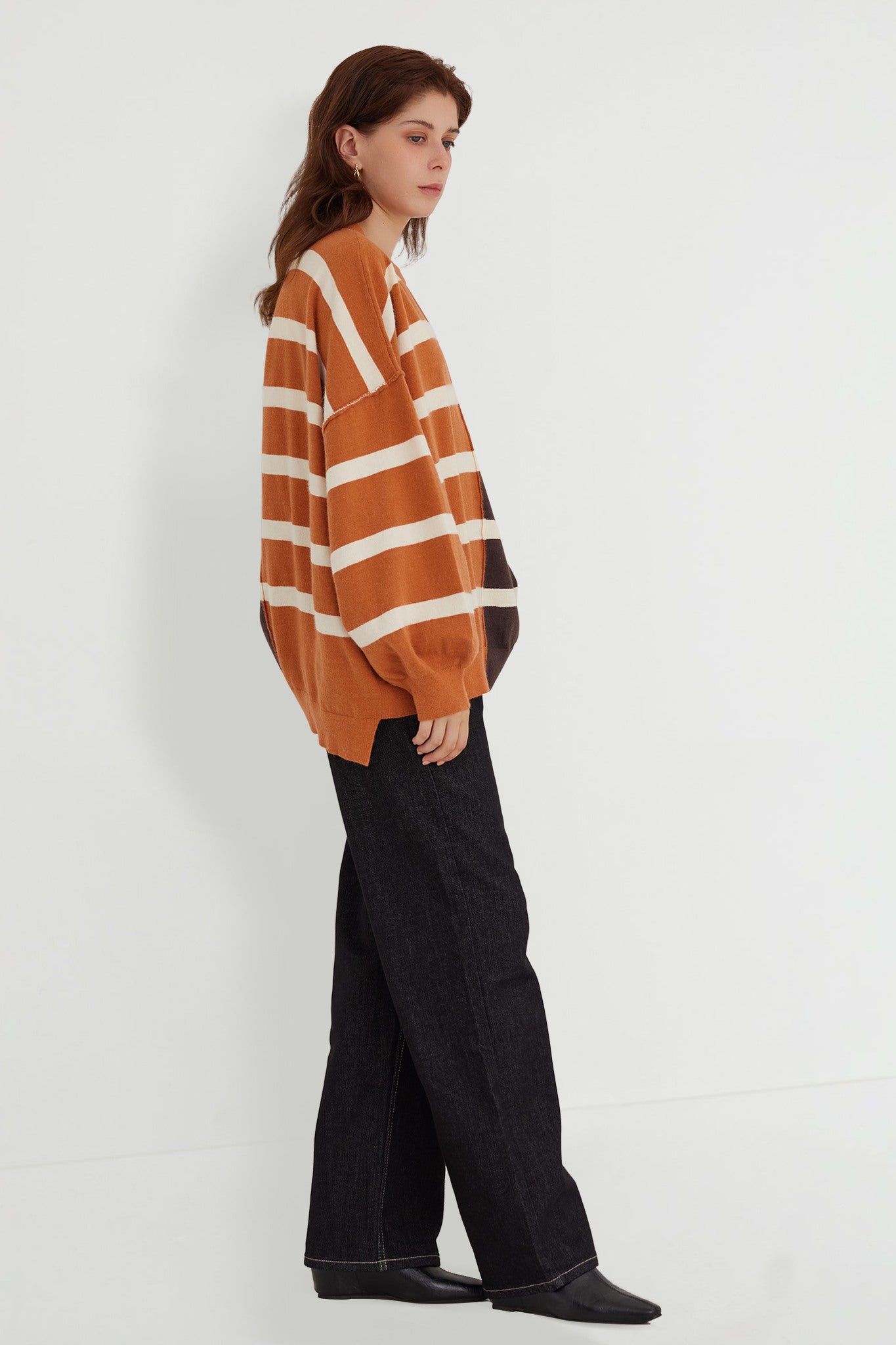 Oversized Striped Sweater Fall Casual Tops