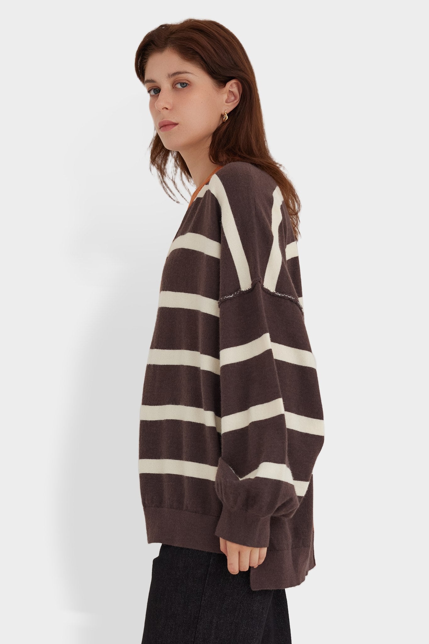 Oversized Striped Sweater Fall Casual Tops