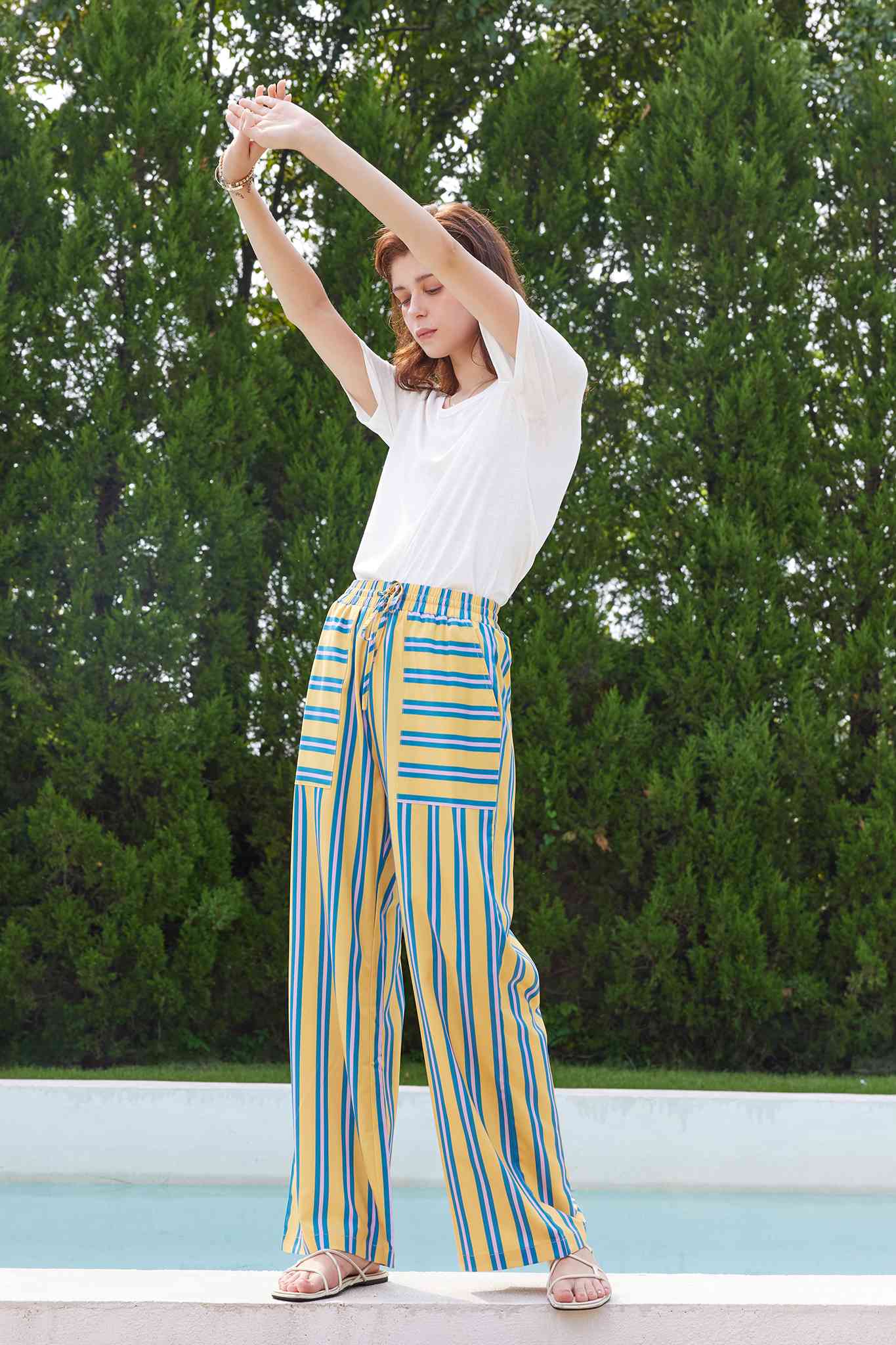 High Waist Striped Casual Comfy Pants