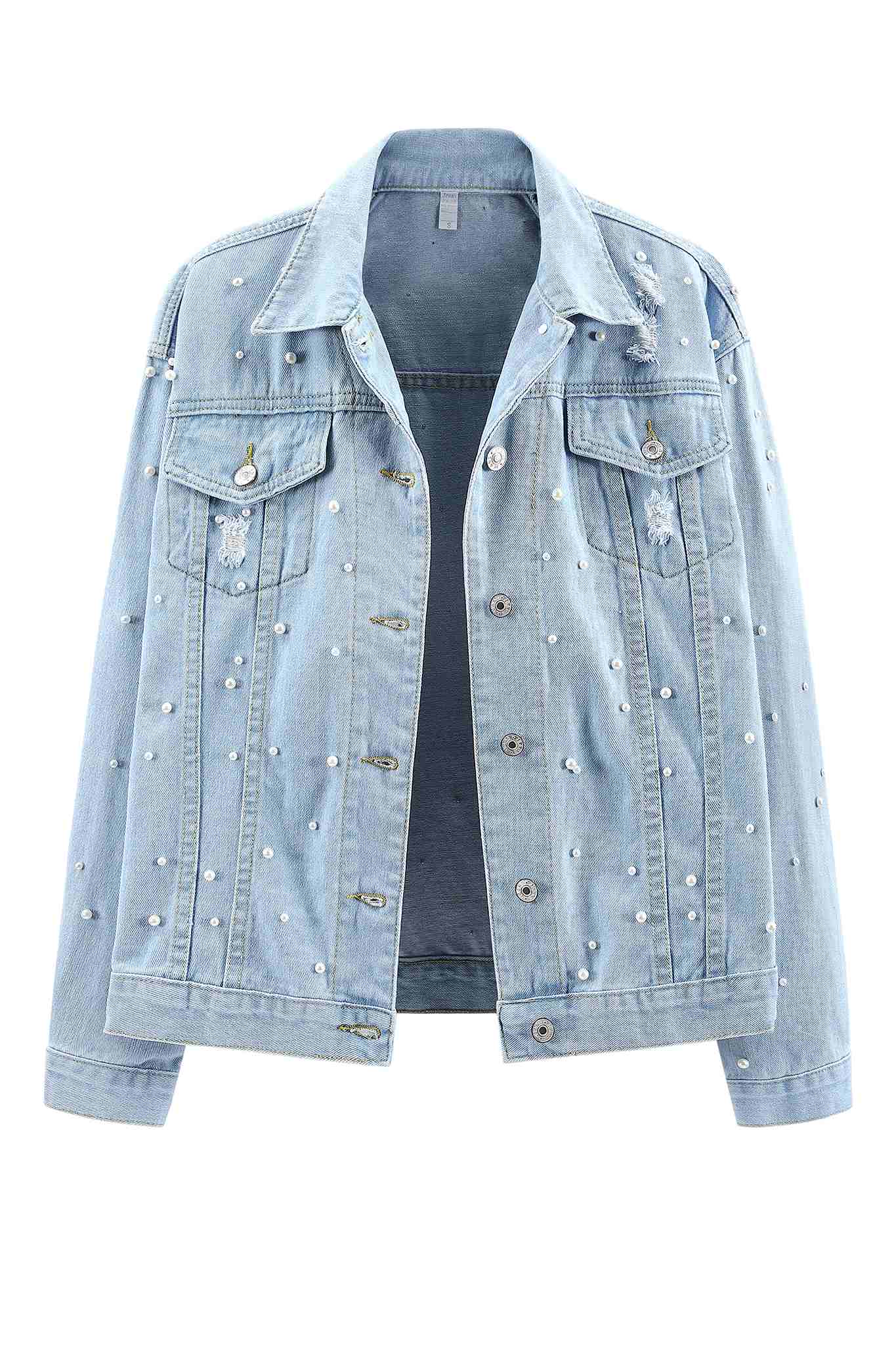 Oversized Bride Denim Jacket With Pearls