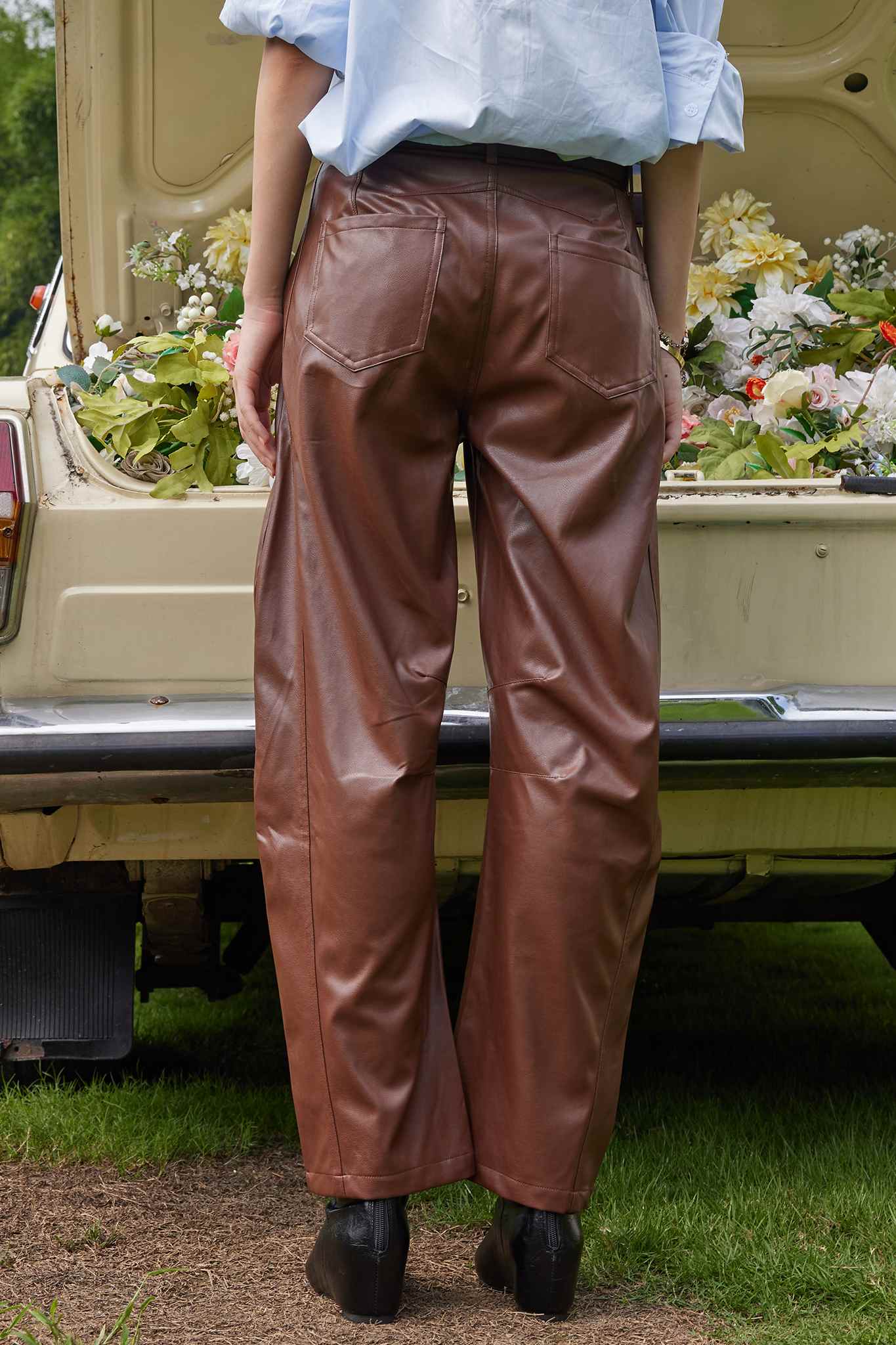 Low Rise Faux Leather Pants