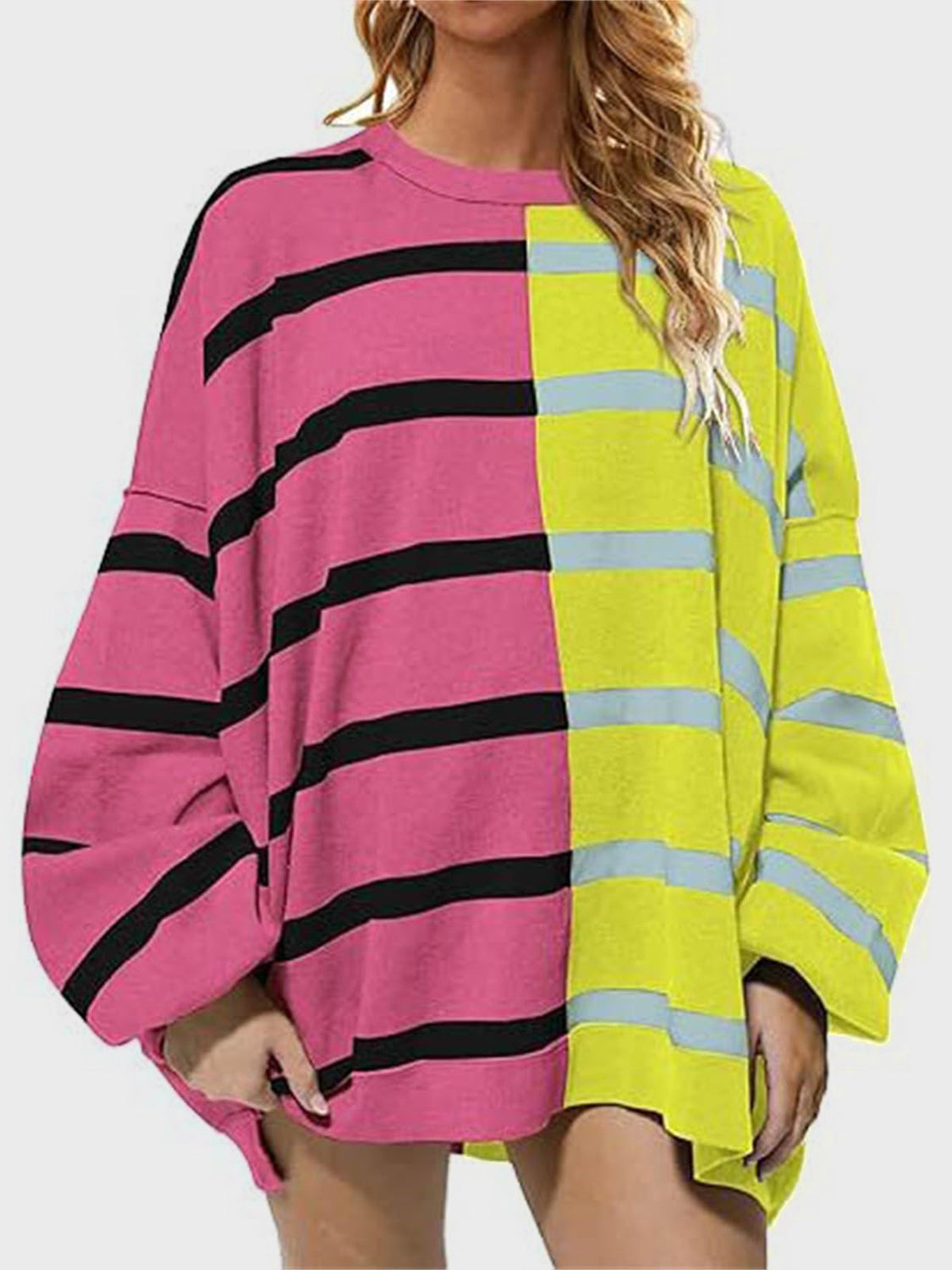 Oversized Striped Sweater Fall Casual Tops