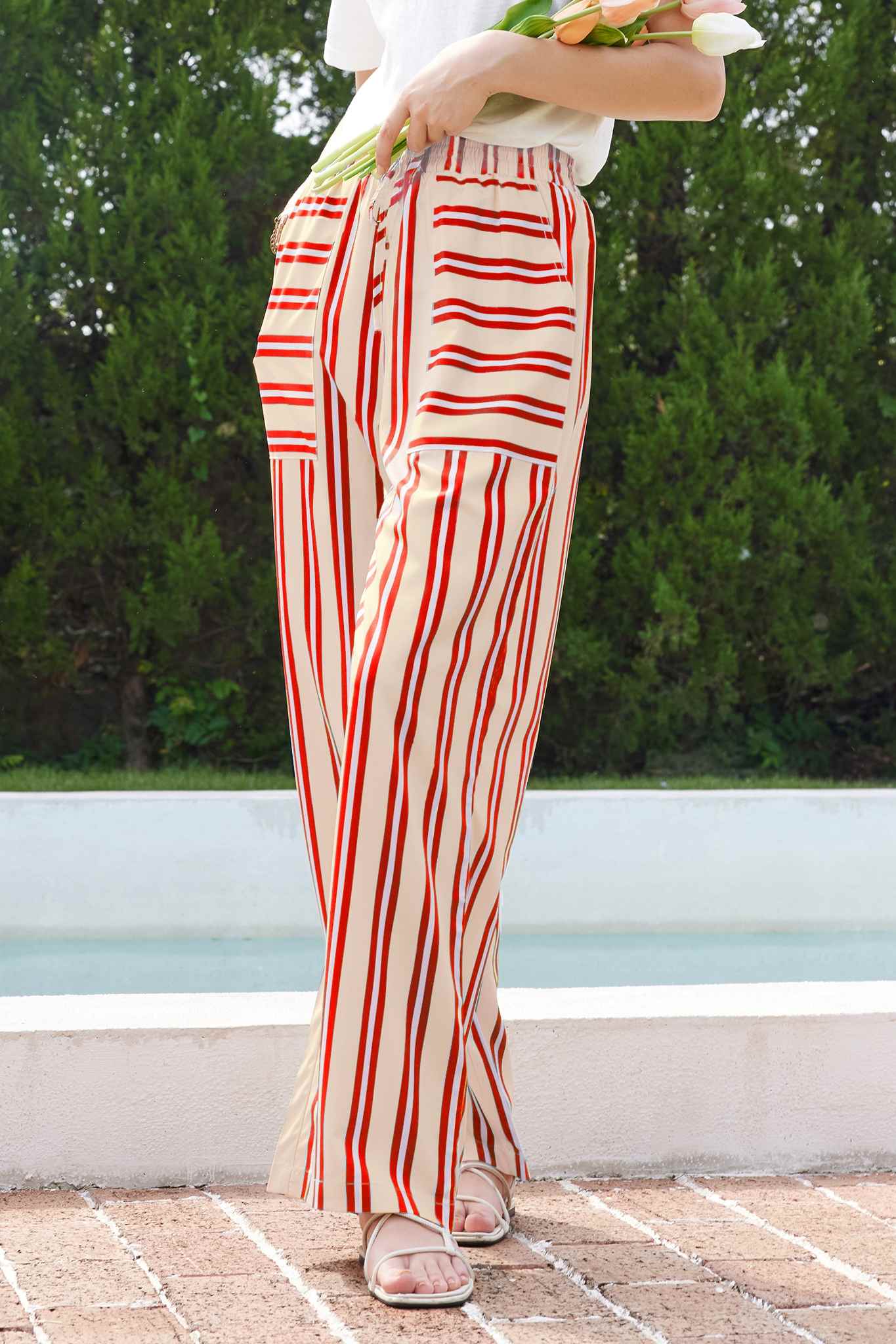 High Waist Striped Casual Comfy Pants