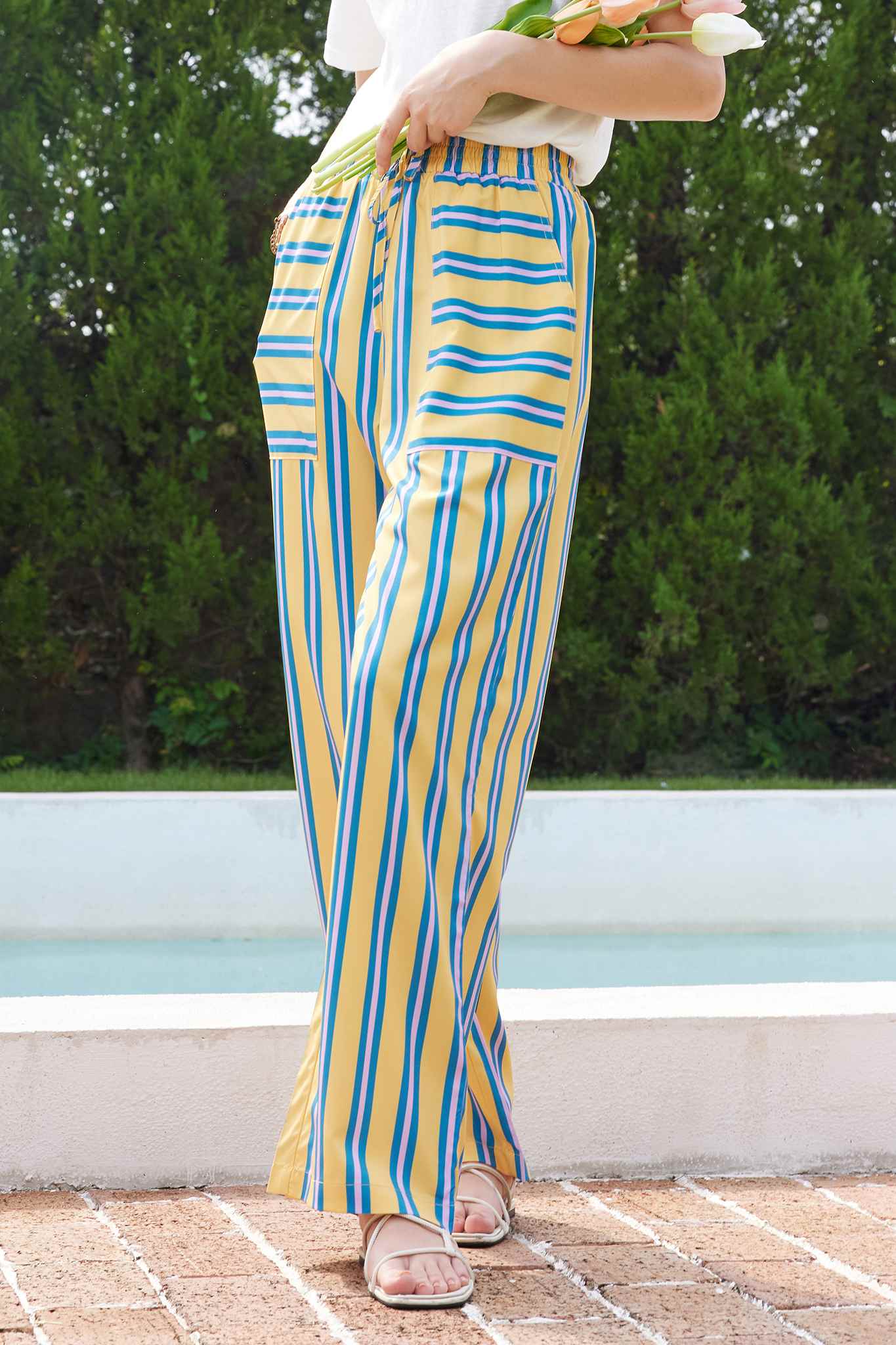 High Waist Striped Casual Comfy Pants